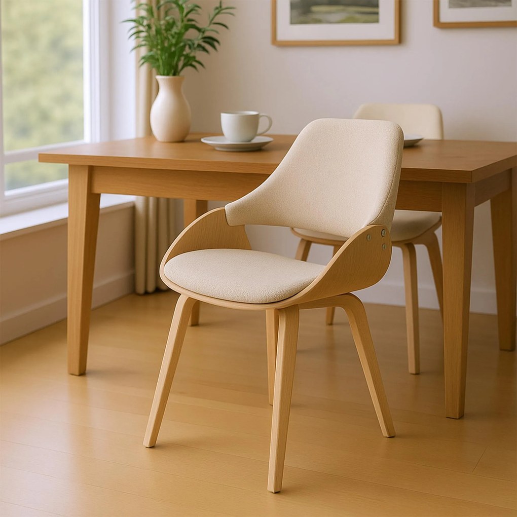 Sada 2 ks jedálenskej stoličky Vangale, látka - natura/krémová