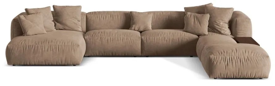 Svetlohnedá zamatová modulárna rohová pohovka (pravý roh/do tvaru "U") Martina – Micadoni