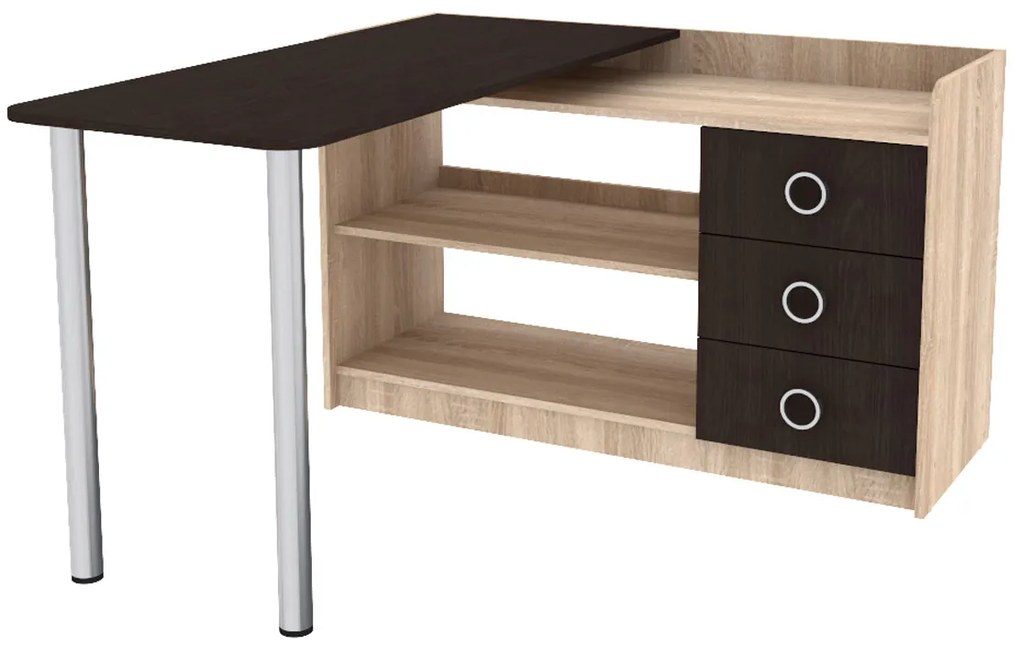 KUKA rohový písací stôl, sonoma/wenge