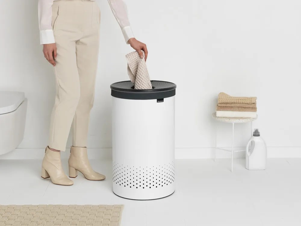 Brabantia Kôš na bielizeň 60L Biela plastové veko