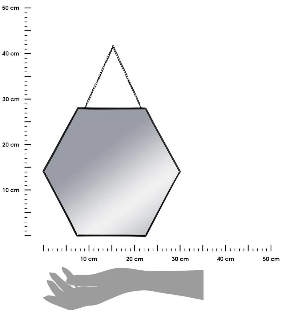 Závesné zrkadlo Hexagon, čierne, sada 3ks
