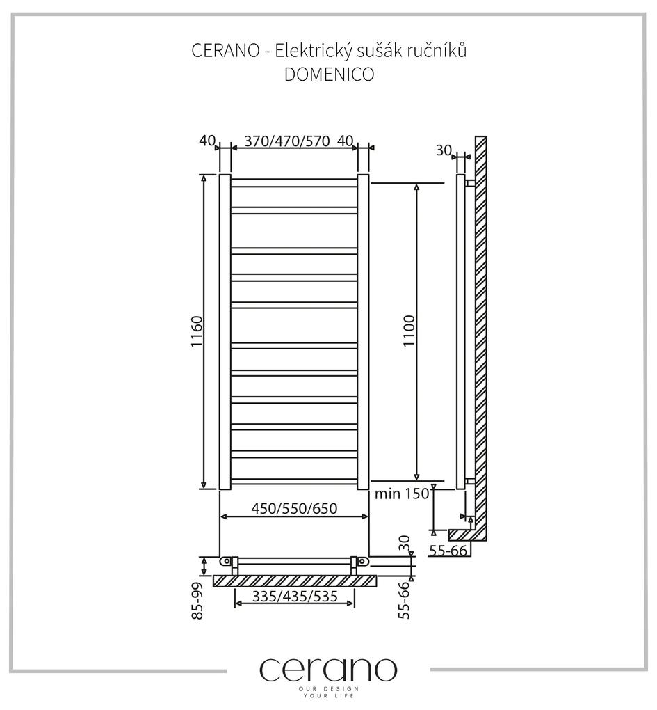 Cerano Domenico, elektrický sušiak uterákov 1160x550 mm, 187W, čierna matná, CER-LIV-ER-11-55