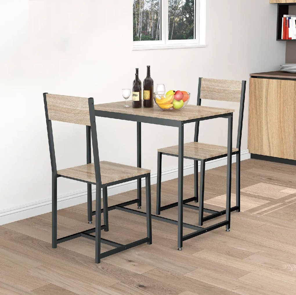 ModernHome Zostava nábytku - stôl a 2 kovové stoličky