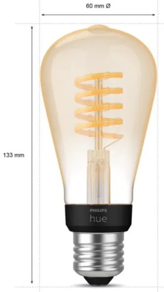 PHILIPS HUE Múdra LED filamentová žiarovka HUE, E27, ST64, 7W, 550lm, teplá biela-neutrálna biela