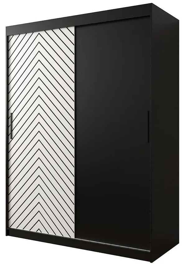 Skriňa Jodełka 150 čierna/biely/čierna