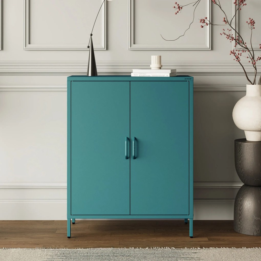 Skrinka do obývačky s policami VITO, 800 x 1015 x 400 mm, Modern: morská farba