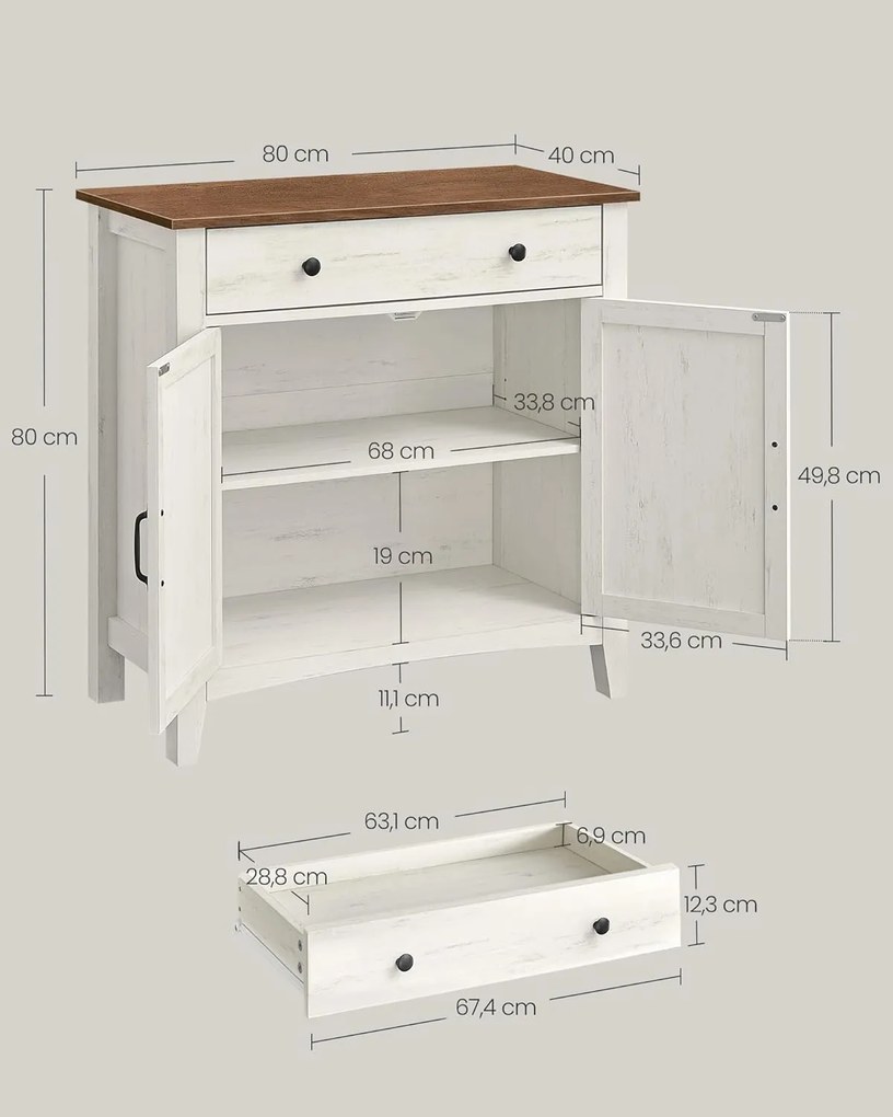 Kuchynská skrinka Vasagle Pigo 80 cm biela/hnedá