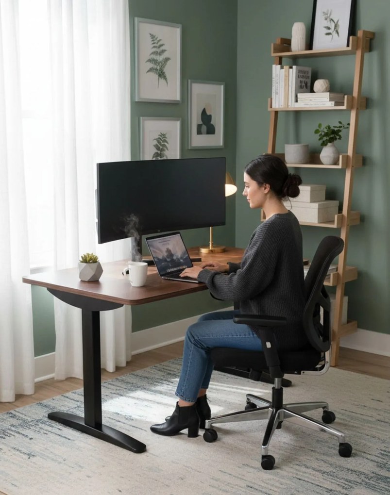 Grospol - Nastaviteľný písací stôl Alto 102 Black 160 cm