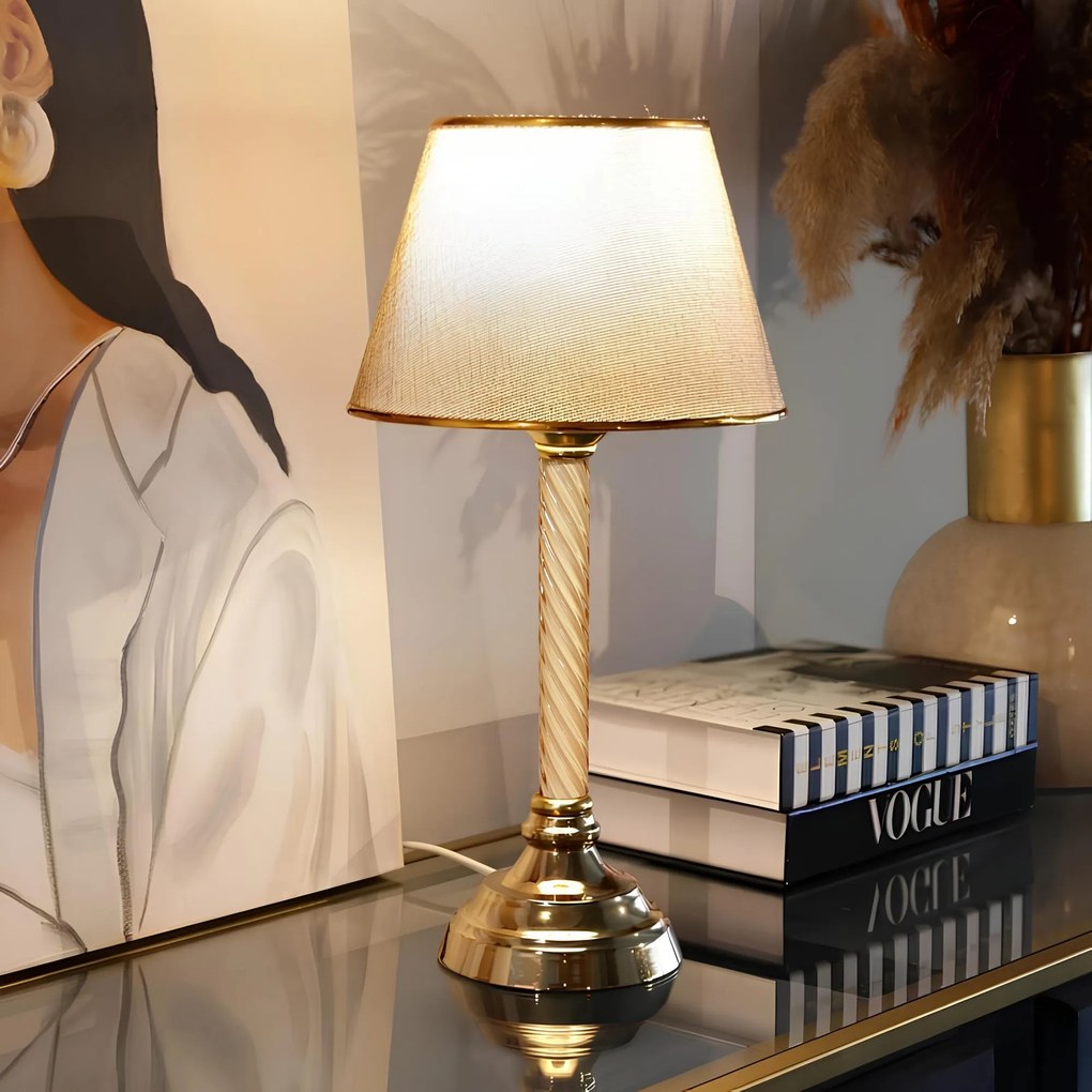 Stolná lampa Denis béžová/zlatá II
