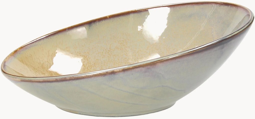 Šikmé oválne kameninové misky Jap, 4 ks