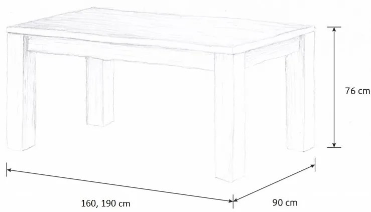 Wooded Jedálenský stôl Chicago z masívu DUB 190x90x76cm