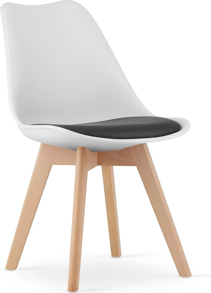 AKCIA Bielo-čierna stolička BALI MARK s bukovými nohami II. akosť