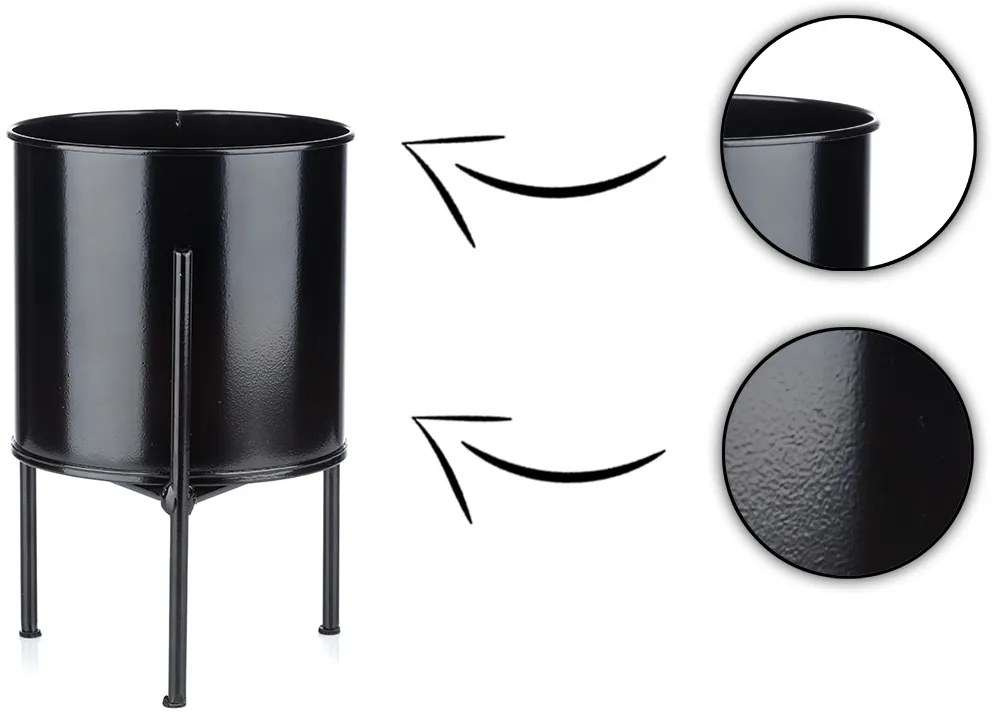 KOVOVÝ KVETINÁČ SO STOJANOM BLCK 19X13 CM ČIERNA