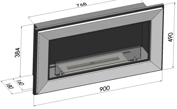 InFire - Vstavaný BIO krb 49x90 cm 3kW čierna
