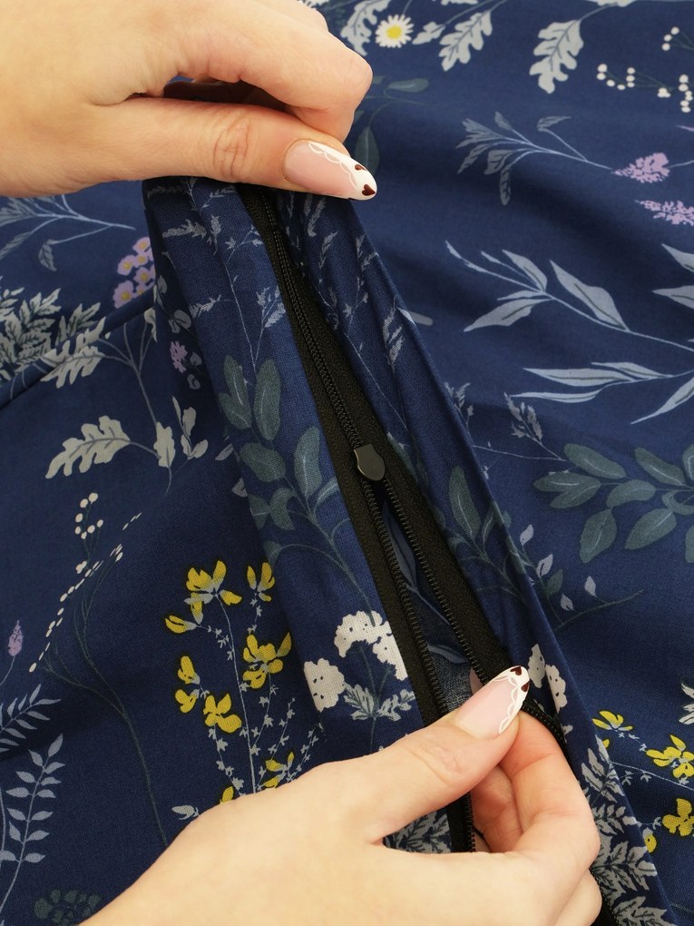 Bavlnená obliečka na vankúš Renforcé 40 × 60 cm - Bianca tmavo modrá