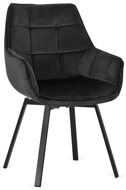 Dizajnová otočná jedálenská stolička Ancona čierna velúr