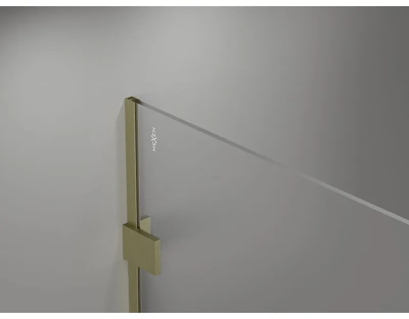 Mexen Lunar sprchová stena ľavá 140 x 200 cm, 8mm číre sklo, zlatá matná, 830-140-000-55-00-L