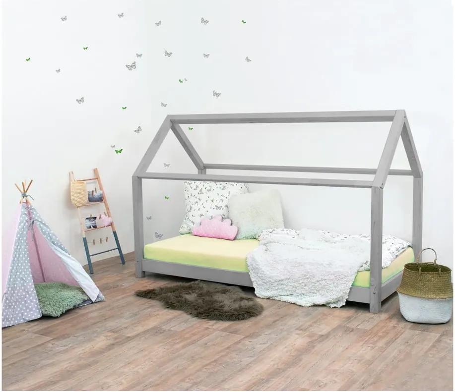 Sivá detská posteľ bez bočníc zo smrekového dreva Benlemi Tery, 120 × 200 cm