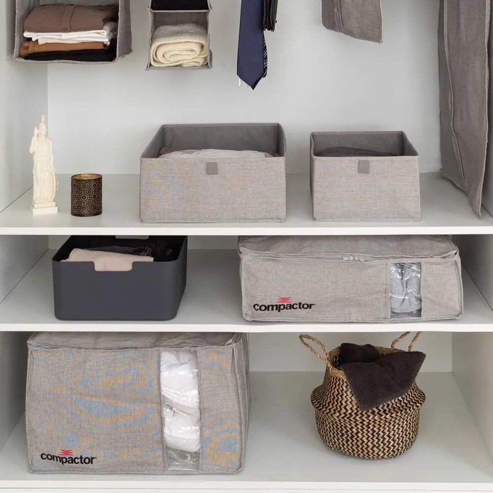 Sivý kompresný úložný box Compactor Oxford, 145 l