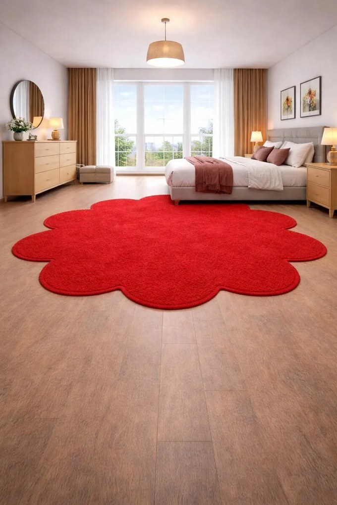 Vopi, Kusový koberec Eton červený kvet, 160x160 kvietok, červená, detská izba