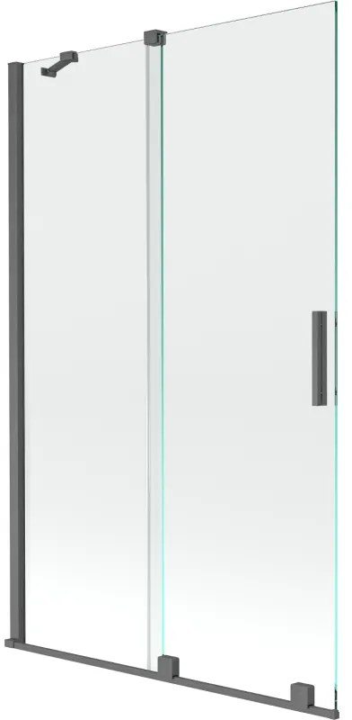 Mexen Velar, 2-krídlová posuvná vaňová zástena 110 x 150 cm, 8mm číre sklo, grafitový matný profil, 896-110-000-01-66