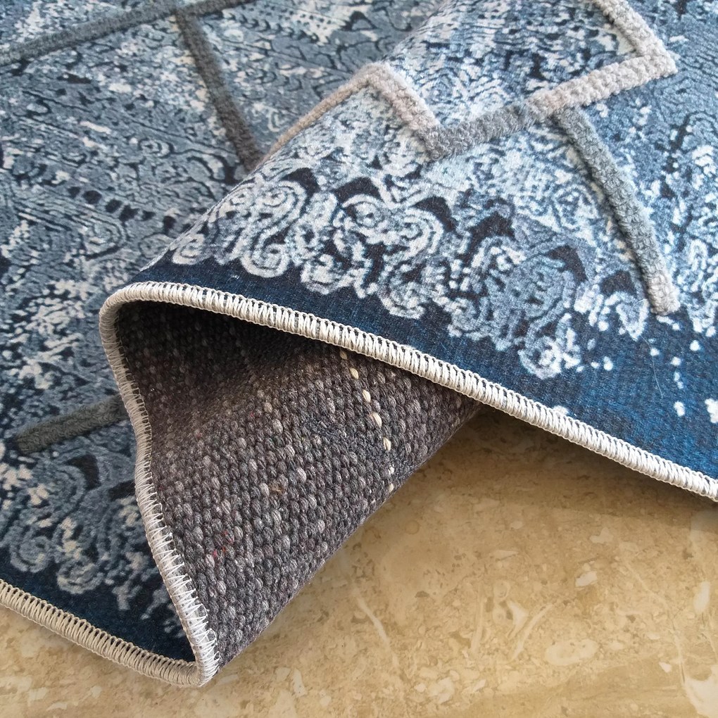 DY Tmavomodrý protišmykový koberec Hypnotic 01 Rozmer: 160x230 cm