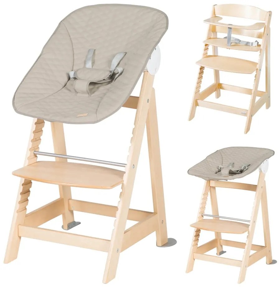 Jedálenská stolička v béžovo-prírodnej farbe Born Up 2in1 Luxe – Roba