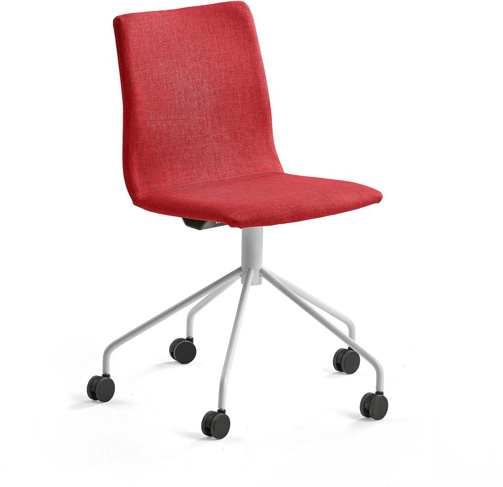 Konferenčná stolička Ottawa s kolieskami, červená, biela