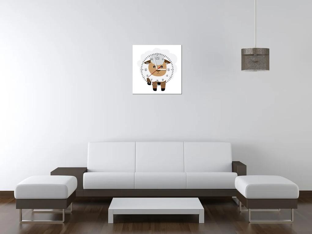 Gario Obraz s hodinami Biela ovečka Rozmery: 40 x 40 cm
