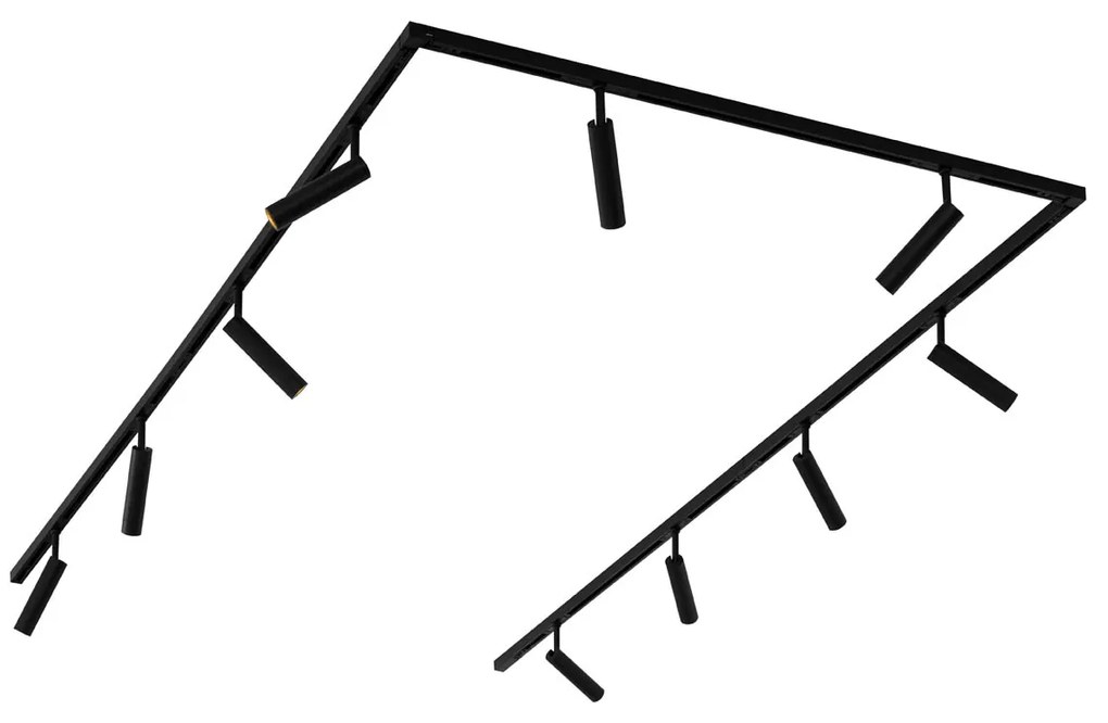 Moderný koľajnicový systém s 10 čiernymi bodovými svetlami 1-fázový - Slimline Uzzy