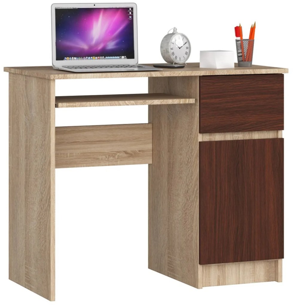 Počítačový stôl PIKSEL pravá dub sonoma/wenge