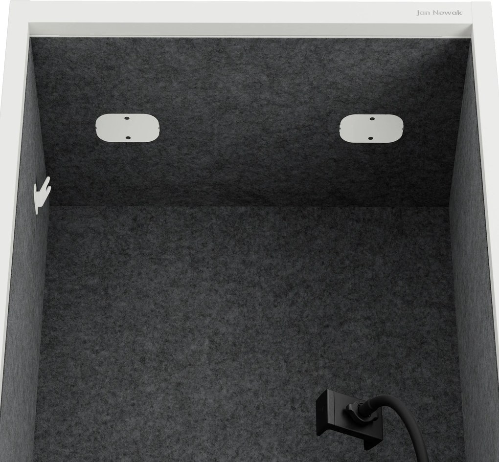 Akustická kabína SALLY MentalBox 600 mm – biely korpus, tmavosivé sedadlo