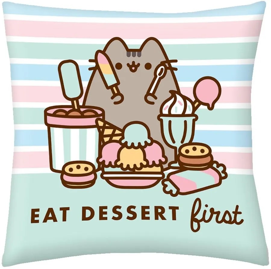 Obojstranný vankúš mačička Pusheen - motív Ice cream fan club - 40 x 40 cm