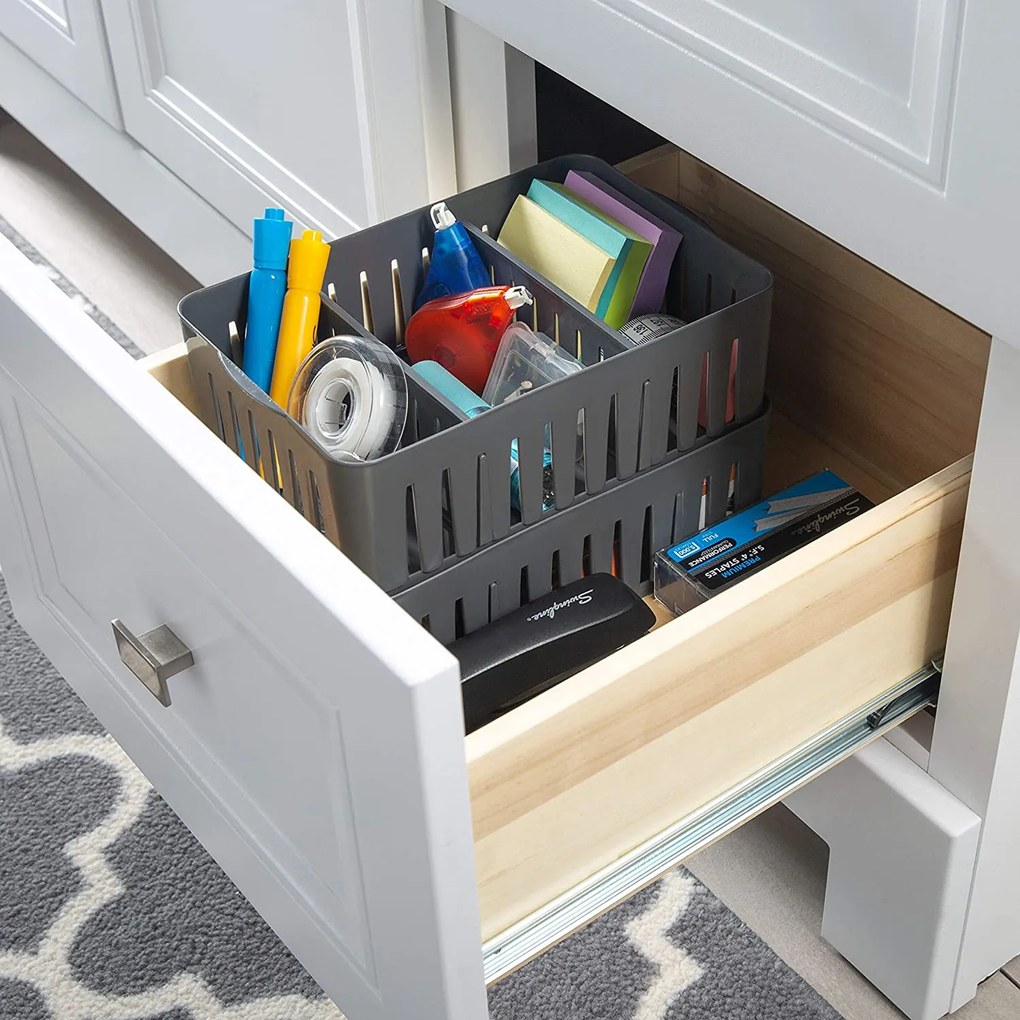 Orion Úložný box, s priehradkami, stohovateľný, sivý, NIKI (3 priehradky), 23 x 16 x 8 cm