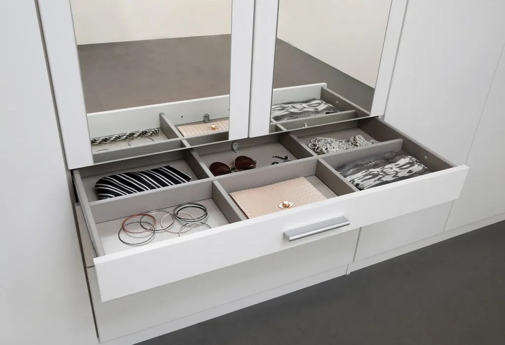 Šatníková skriňa Hildesheim, 271 cm,biela / biela