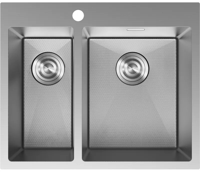 Mexen Flexo, 1.5-komorový nerezový drez 610 x 510 mm, brúsena oceľ, vzor voština, 6446611500-01HC