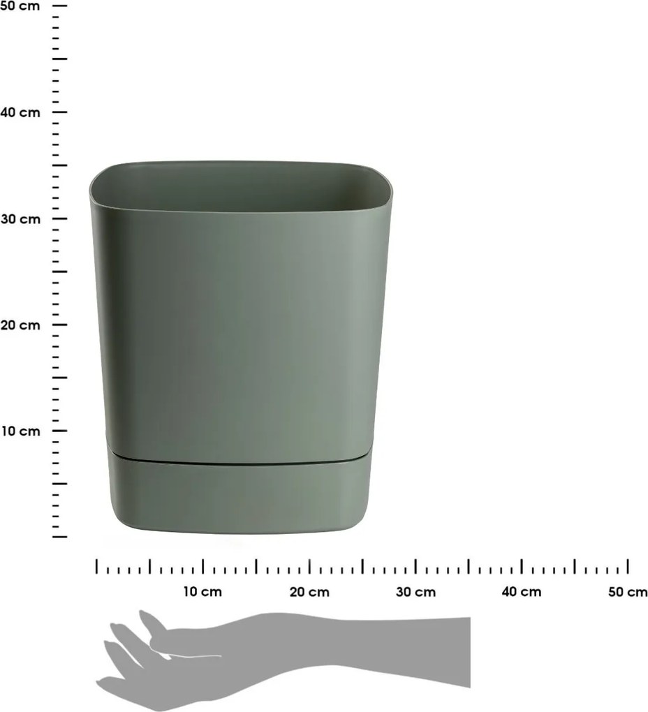 PLASTOVÝ KVETINÁČ CUBI 34X36,5 CM MÄTOVÁ