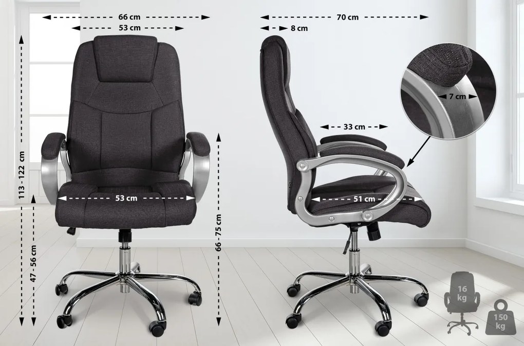Design-Shop Kancelárska XXL stolička Apol látka - Tmavo sivá