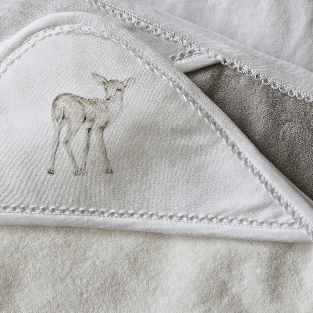 Novorodenecká osuška s kapucňou vanilka 80x80cm