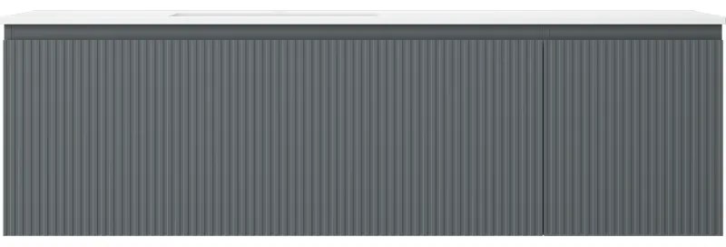 Mexen Rivel, kúpeľňová skrinka 160 cm s umývadlom Otis vľavo, 1S, 1D, drážkovaná, grafitová matná/biela matná, 91A23-16047-3-BBFF66-W18L01