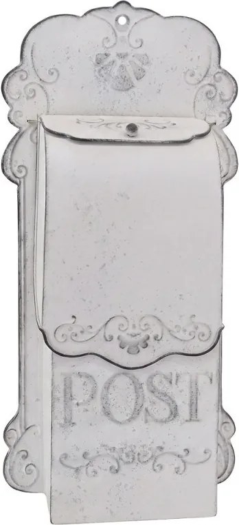 Biela retro poštová schránka Post - 23*10*50 cm