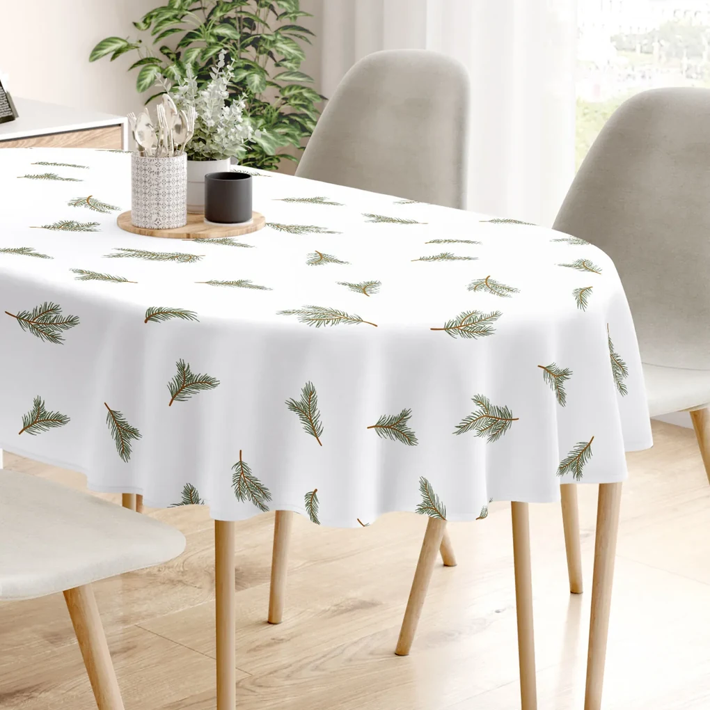 Goldea oválny obrus 100% bavlnené plátno - vôňa smreka 80 x 140 cm