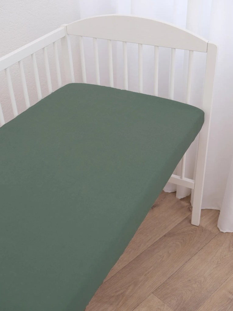 Jersey plachta do postieľky Classic 60 × 120 cm - olivová