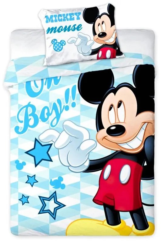 Posteľné obliečky do malej detskej postieľky Mickey Mouse - Disney - 100% bavlna - 40 x 60 cm + 100 x 135 cm