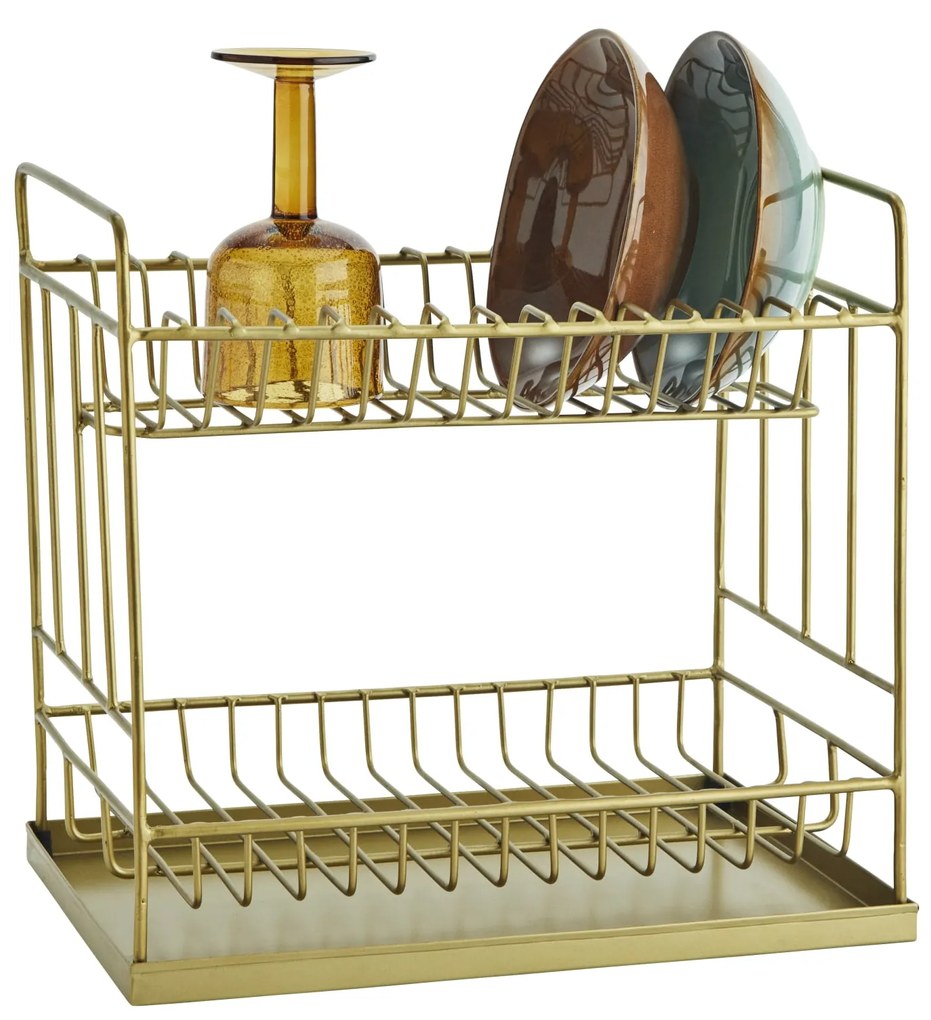 MADAM STOLTZ Kovový odkvapkávač na riad Antique Brass
