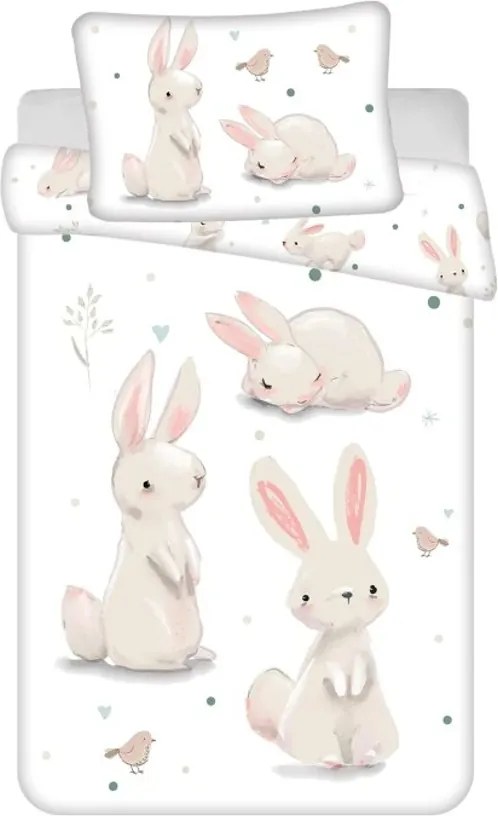 Bavlnené obliečky do postieľky BUNNIES biele Rozmer obliečky: 40 x 60 cm | 100 x 135 cm