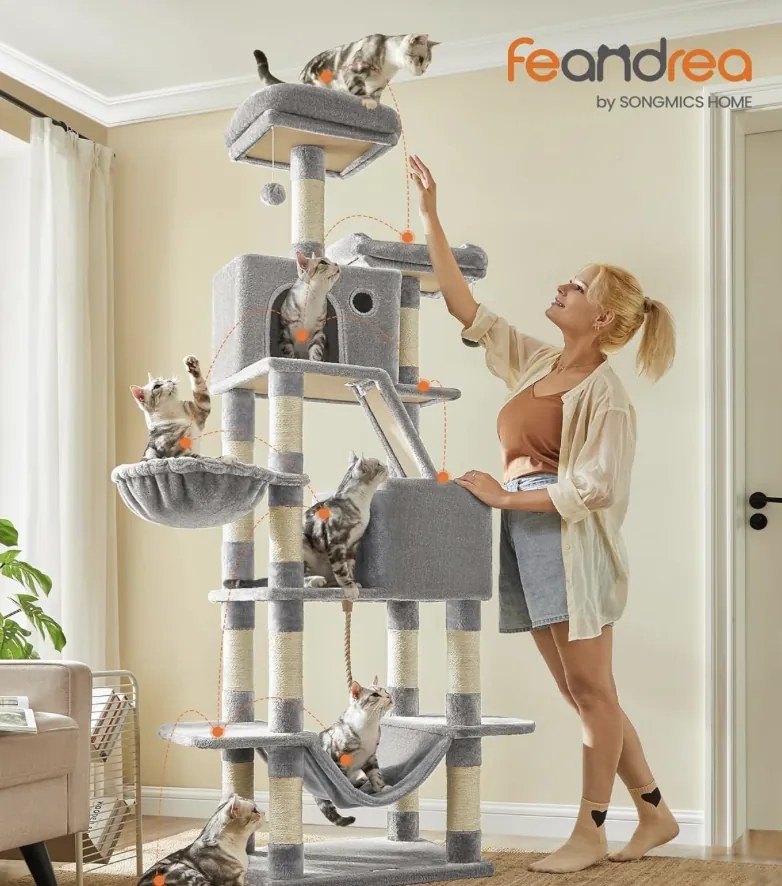 Škrabadlo pro kočky Awice 206 cm šedé