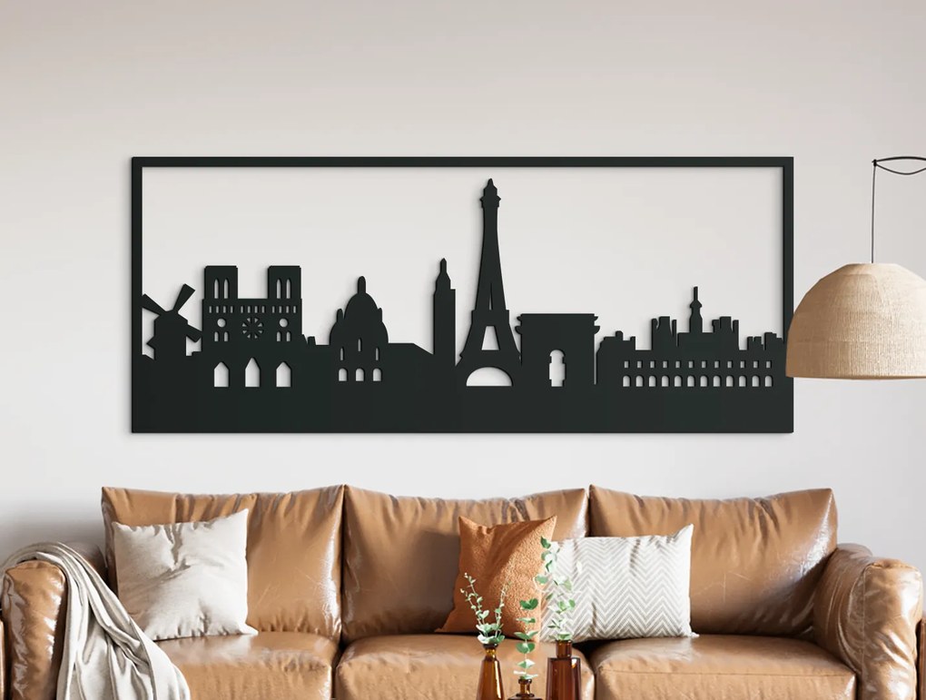drevko Obraz Paríž Rozmer obrazu: 37 x 89 cm, Farba dekorácie: Čierna