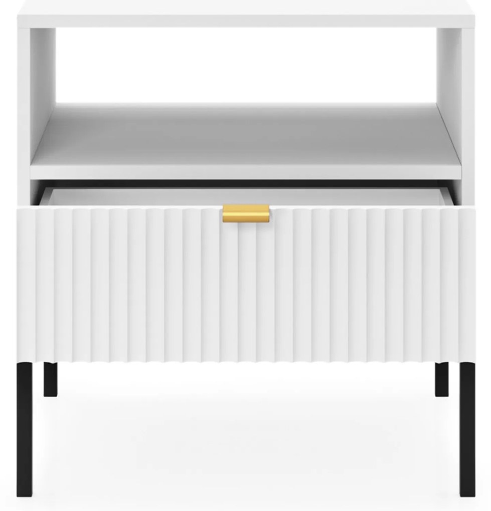 PROXIMA.store - Dizajnový nočný stolík - NOVA FARBA: biela, FARBA NÔH: zlatá