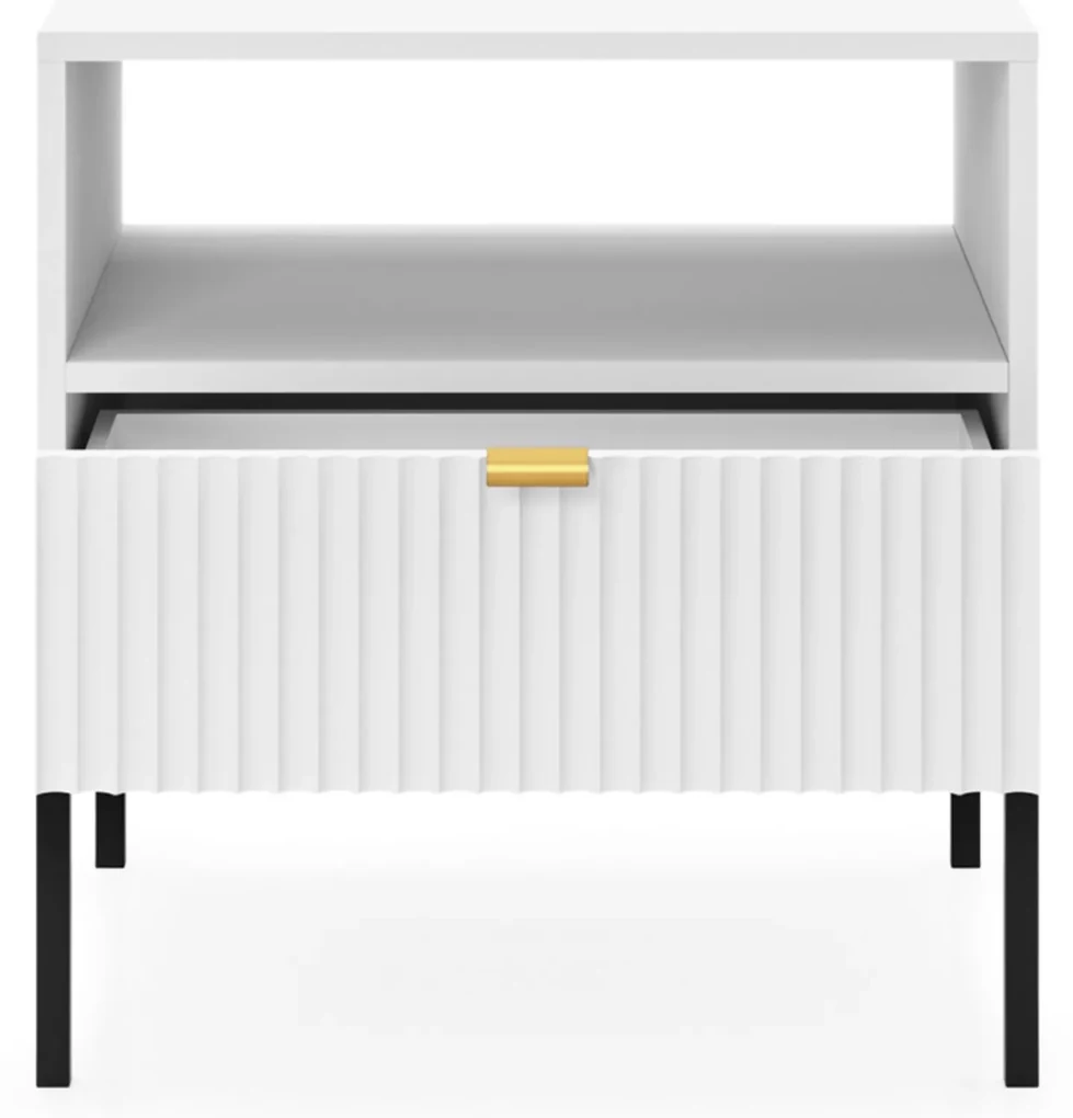 PROXIMA.store - Dizajnový nočný stolík - NOVA FARBA: biela, FARBA NÔH: zlatá